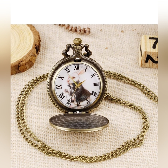 New Alice in wonderland pocket watch and Necklace pendant main image 4